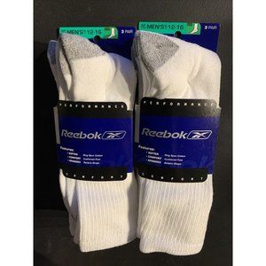 Reebok Men’s White Crew Socks Big & Tall - 6 Pair